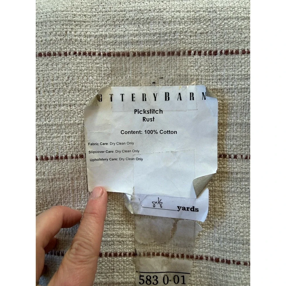Pottery Barn Pickstitch Rust Fabric Material‎ 8 1/8 Yards Cotton Striped